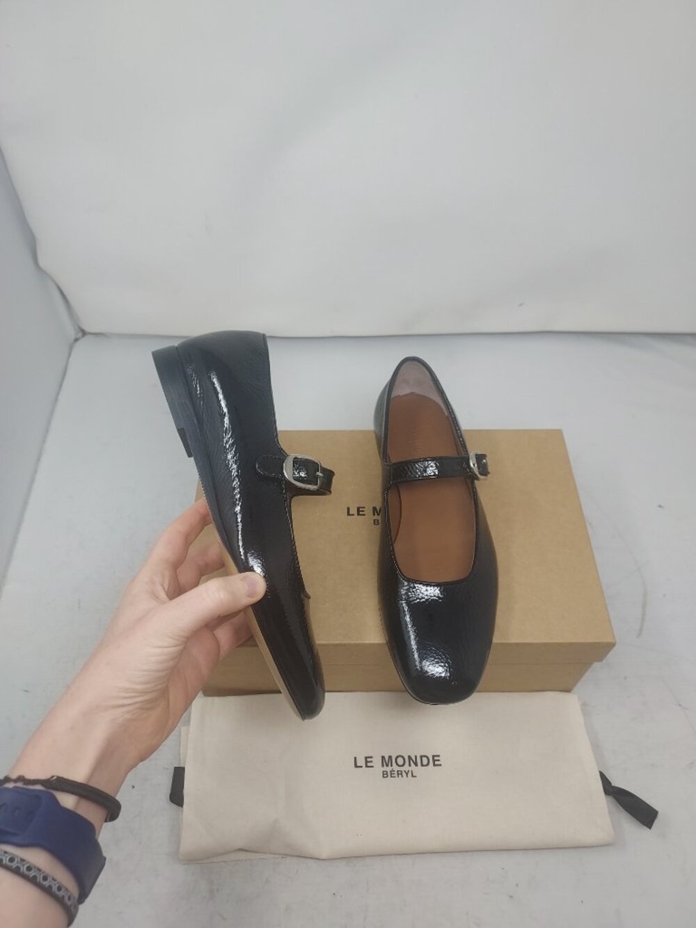 Le Monde Beryl Black Mary Jane Patent Shoe